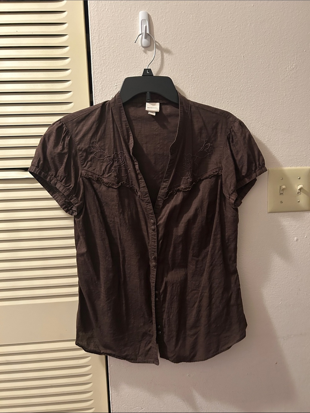 Merona Dark Brown Button-Front Blouse